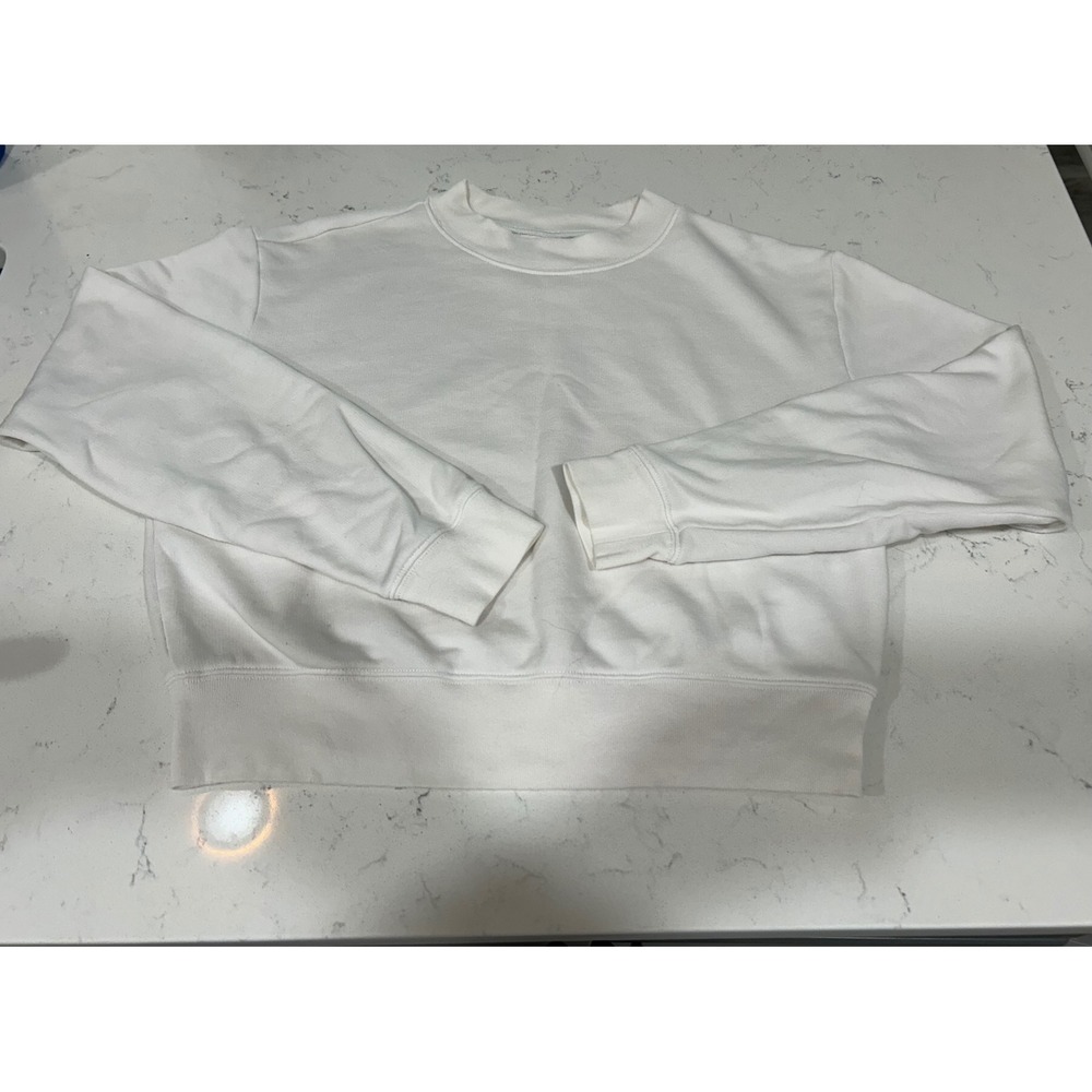 Tna Womens Cropped Crewneck Sweatshirt Cotton Blend S White Pullover aritzia